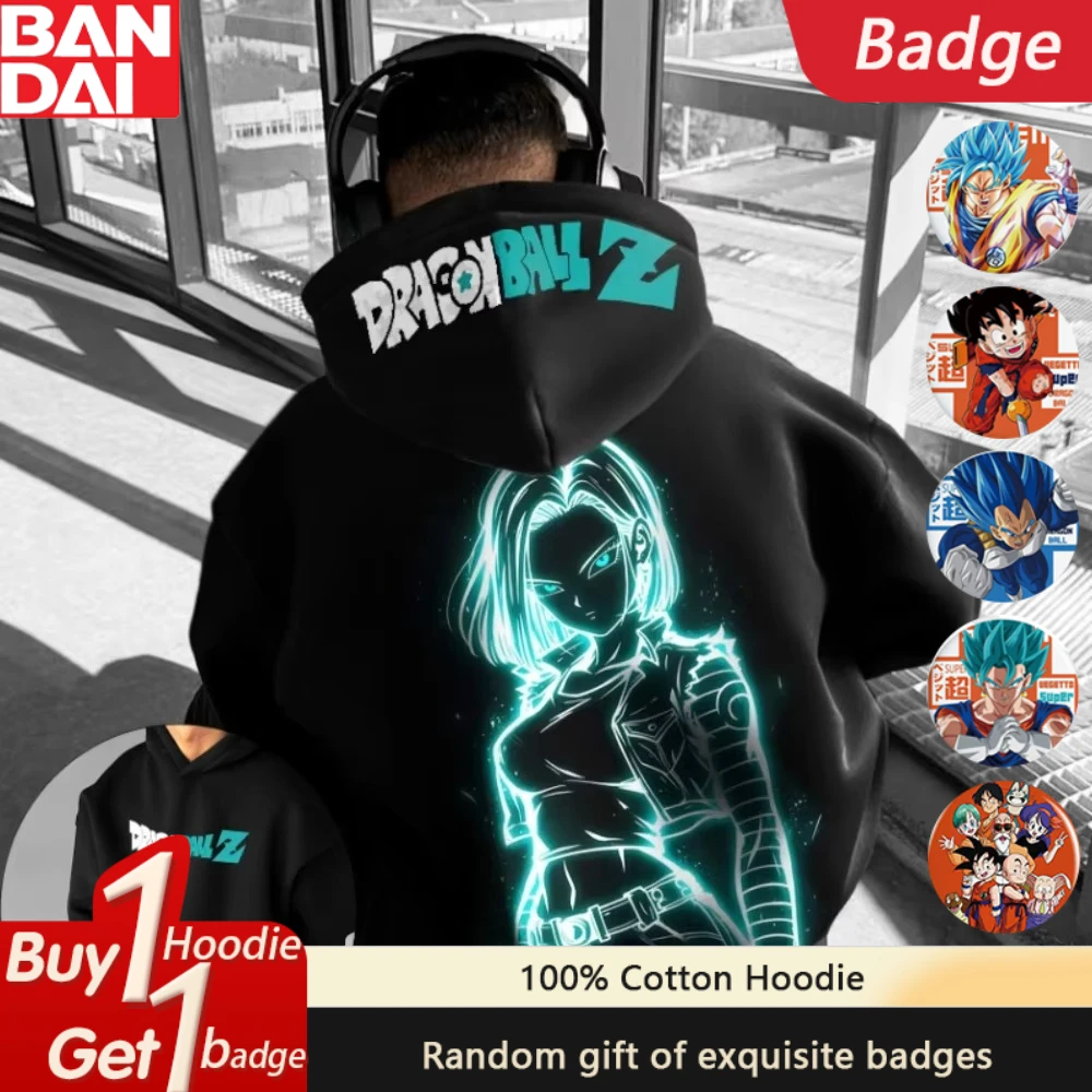

Dragon Ball Anime Android 18 Printed Hoodie for Men and Women Autumn/Winter New Cotton Harajuku Loose Casual Sweater Top