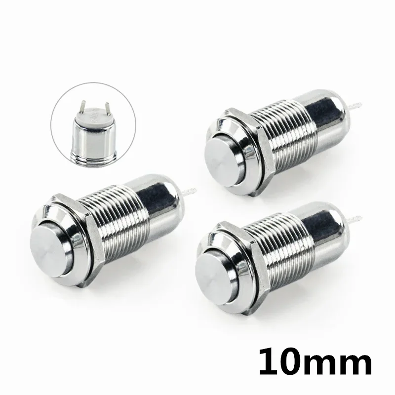 1 szt. 10MM 2-pinowy otwór na panel metalowy przycisk przełącznik zatrzaskowy przycisk zasilania wysoka główka samoblokujący/reset lutowania IP67 1NO