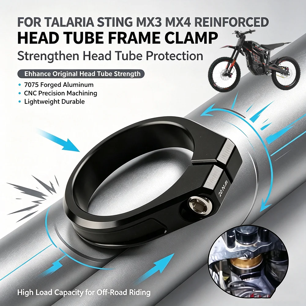 For Talaria Sting MX3 MX4 Electric Dirt Bike Accessories Reinforced Head Tube Frame Clamp Off-Road Steer Tube Reinforcing Clamp