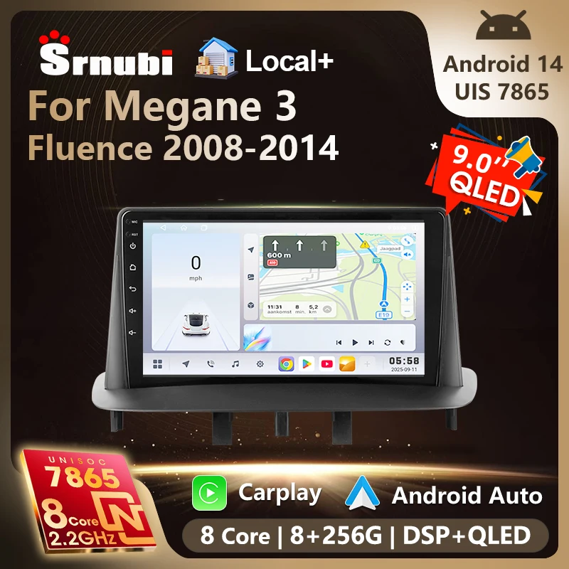 Reproductor Multimedia Android 14 de 8 Núcleos UIS7865 para Renault Megane 3 Fluence Samsung SM3 2008-2017, DSP, CarPlay, GPS, Radio para Auto