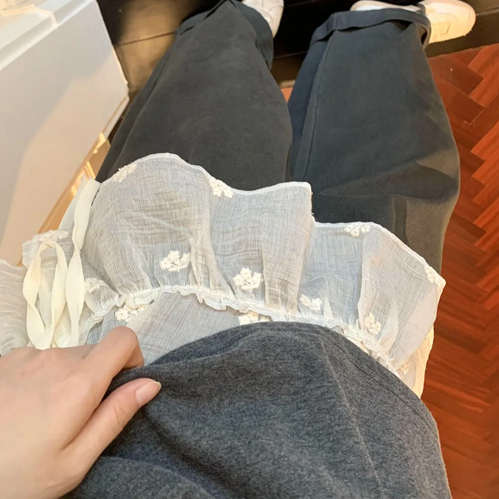 موضة Y2K رقص الجاز وشاح الورك الهيب هوب الحلو تكدرت حافة حزام القوس الدانتيل متابعة الدانتيل الشاش تنورة حزام الشارع الشهير