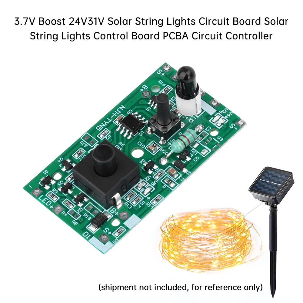 Solar String Lights Circuit Board Kits, Controlador, Módulo Interruptor, DIY Lanyard, 3.7V Boost, 24V, 31V