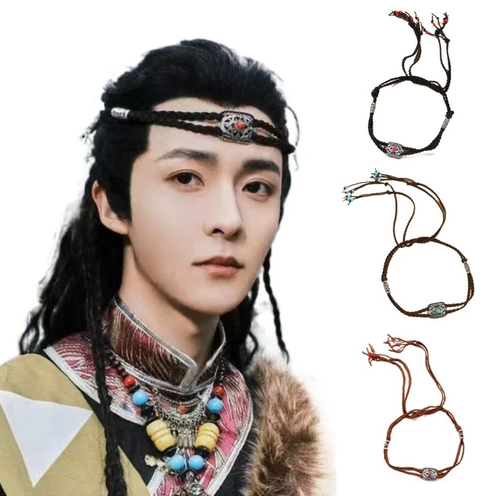 Fashion Woven Forehead Head Chain Hanfu Headwear Ancient Ethnic Style Headband Luxury Retro Tibetan Dance Hair Accessories Gift