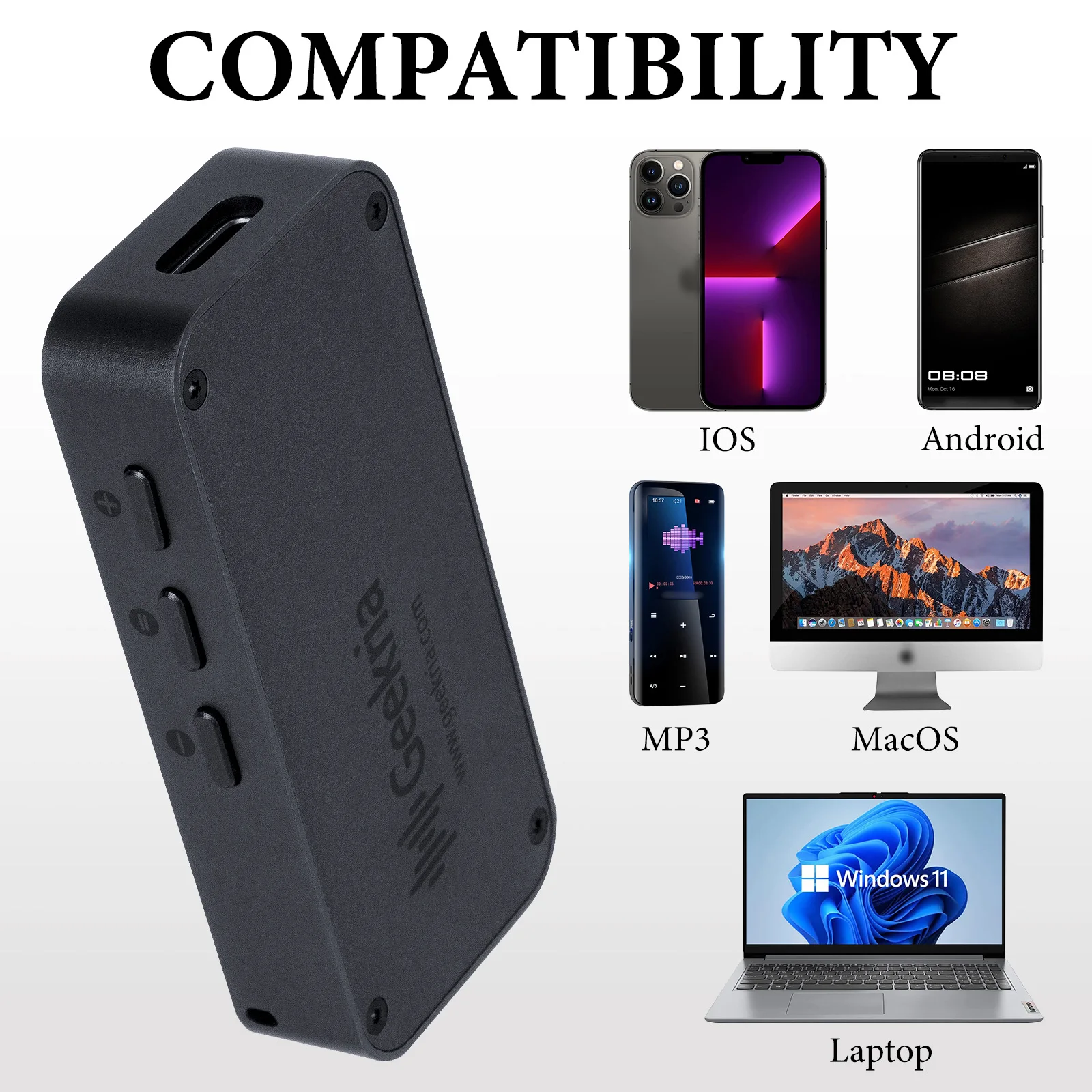 Geekria USB-C Portable Headphone AMP, 4.4mm Balanced Output and 3.5mm Stereo Output, Mini Hi-Fi DAC Dual Chip CS43131