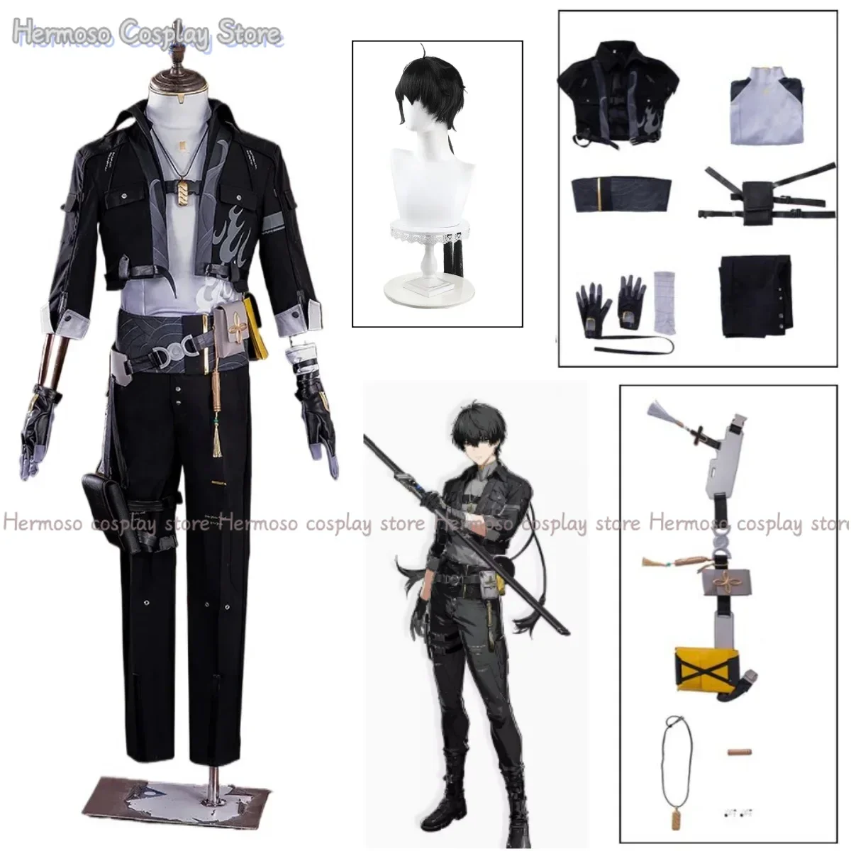 

New Game Wuthering Waves Rover Cosplay Costume Rover Male Cosplay Outfit Wig Halloween Carnival Uniform Christmas Party for Boys