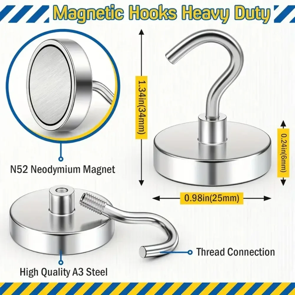 1-10 Pcs Neodymium Magnets Super Strong Hooks Load-bearing Home Kitchen Bar Storage Magnet Hooks Bathroom Hangers Magnet Hook