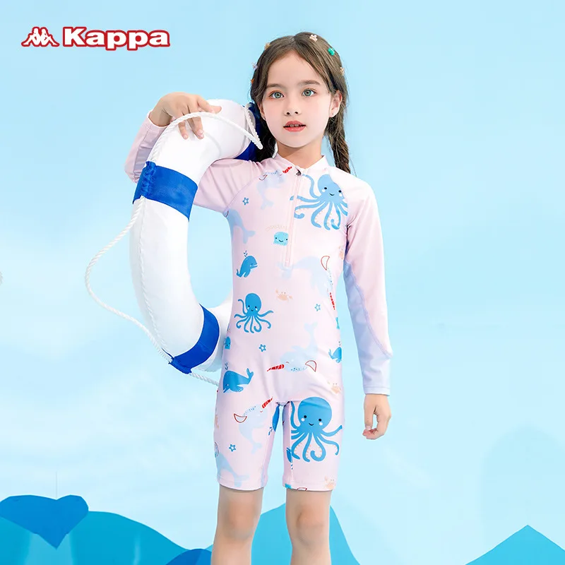 Kids UPF50+Sun Protection Long Sleeve Professional Surfing Beach SwimWear Girls' Water Sport Quick-Drying Bathing SwimSuit