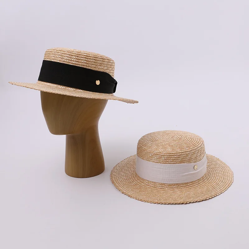 

Summer Hat Women Wheat Straw Cap Sun Protection Accessory Flat Brim For Beach Holiday Outdoor Luxury