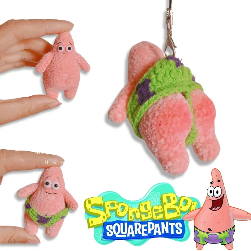 SpongeBob Patrick Star Plush Funny DIY Handmade Knitting Set Keychain Pendant Soft Buttocks Cartoon Decoration Gift Unfinished