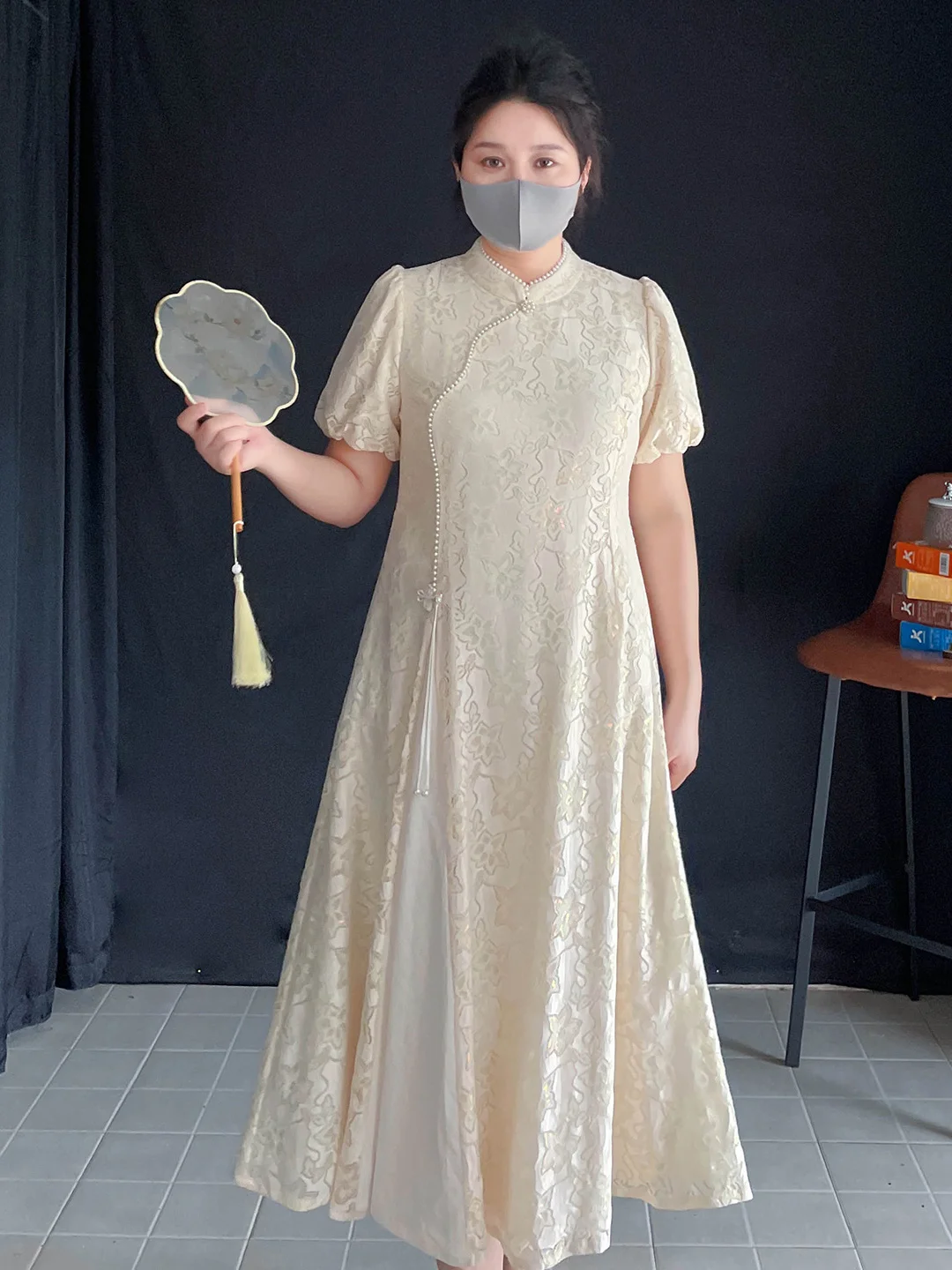 

Новое длинное платье-ципао в китайском стиле, приталенное, больших размеров, для беременных, для свадьбы, помолвки, церемоний, с юбкой А-силуэта