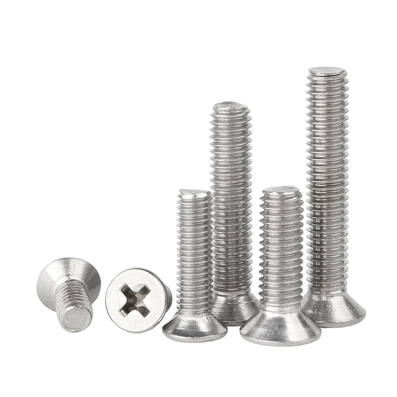 M4 M5 M6 M8 M10 Sekrup Kepala Countersunk Datar Phillips 2 ~ 50 Buah 304 Baut Kepala Countersunk Datar Silang Baja Tahan Karat Panjang: 4-5Mm