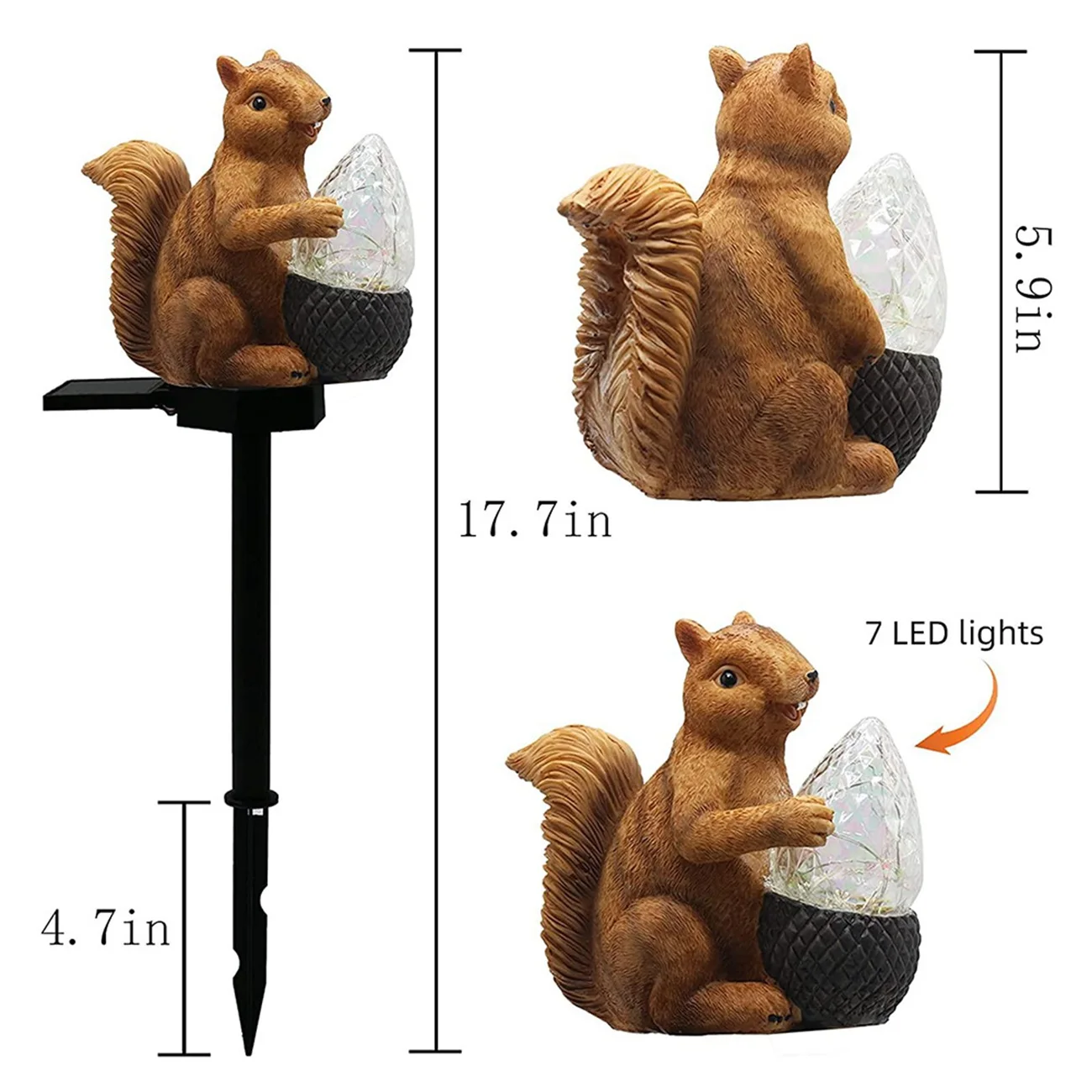 Solar Garden Light,Solar Squirrel Pile Light,IP65 Waterproof Squirrel Decoration Light,for Courtyard Garden Lawn