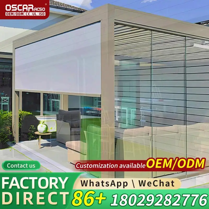 Sliding Automatic Retractable Glass Pool Enclosure Patio Sunroom for Outdoor Backyard Party Rolling Blind