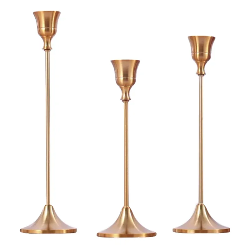 z Fashion Design Modern Dinner Wedding Copper Color Matte Round Bottom Metal Candle Holder