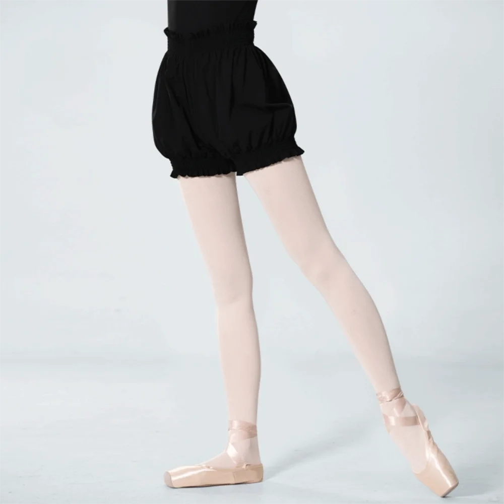 Pilates High Waist Dance Shorts Comfortable Elastic Waistband Bloomers Ruffle Body-Hugging Fit Ballet Shorts Warm Up Workout