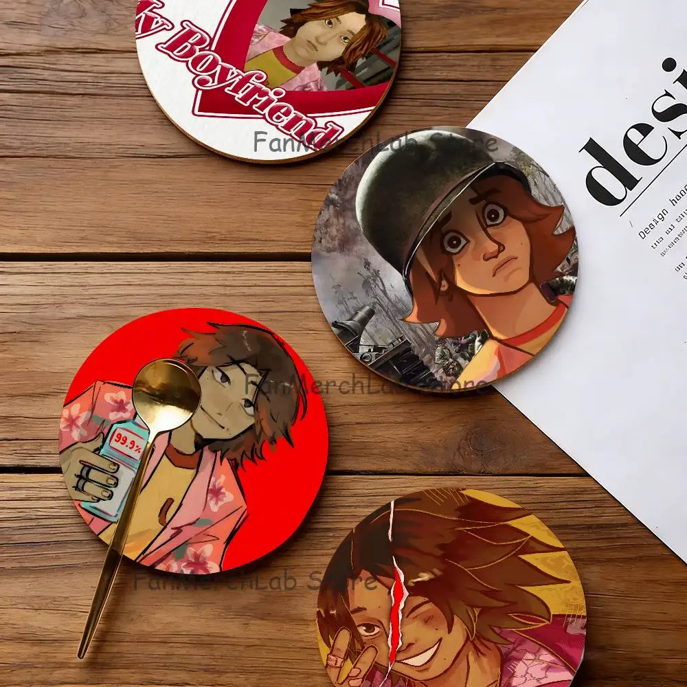 

D-Daisuke Anime M-MouthwashingS Coaster Wooden Drink Tray Suitable for Restaurants and Coffee Shops Easy To Wash and Clean