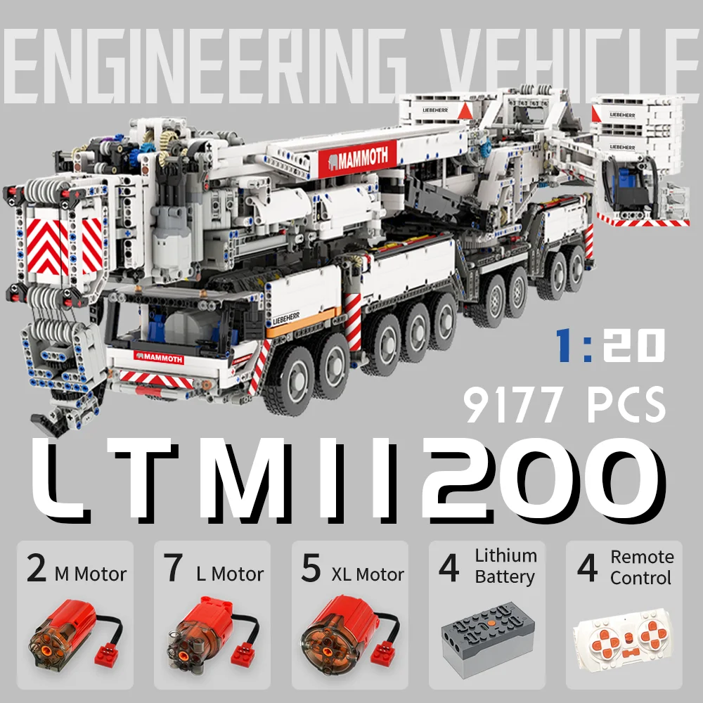 KEJI LTM11200 Liebherr RC Crane Engineering Vehicle Hoist Building Blocks Bricks Kits Toys Boy Christmas Gifts