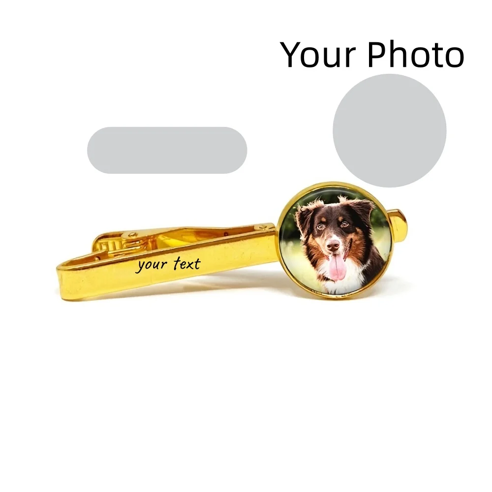 Custom Photo Engraved Text Tie Clip, Personalized Necktie Bar, Men Suit Accessory, Creative Gift for Wedding Anniversary Father' view 4