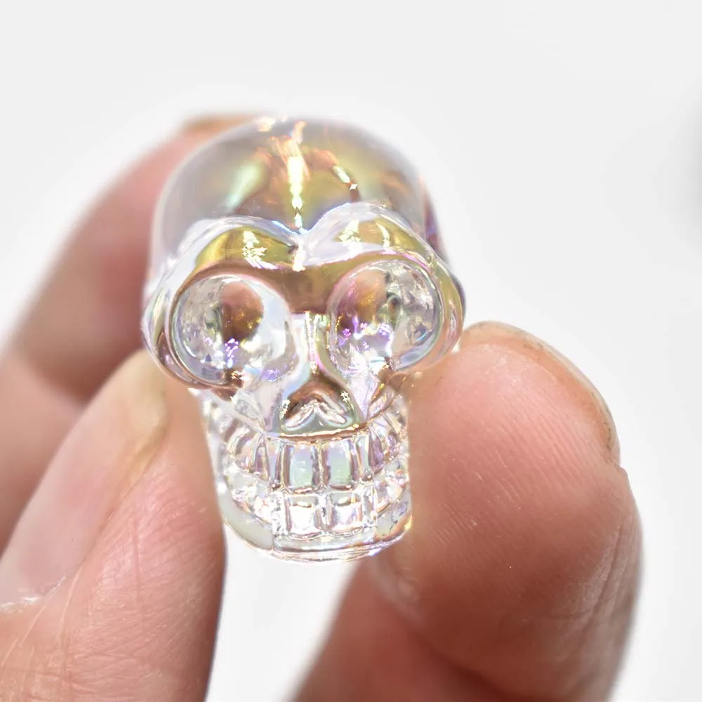Großhandel 12 Stück/Set, modische, hochwertige Anhänger aus gemischtem Glas in Totenkopf- und Skelettdesign für DIY-Schmuckherstellung, kostenloser Versand. – Detail 28