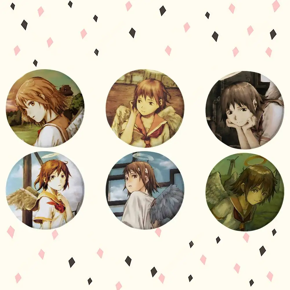Anime Haibane Renmei Premium Tinplate Round Lapel Pins: Cute Badge Brooches For Shoulder Bag Accessories, Souvenir Gifts
