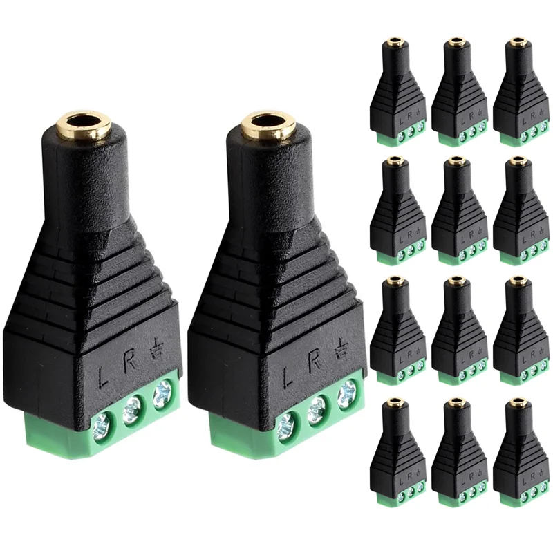 

5/20/100PCS Female Video Balun 3.5mm 3Pole Stereo Male to AV Screw Terminal Stereo Jack 3.5mm Female 3Pin Terminal Block