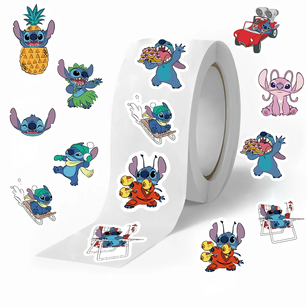 500Pcs/roll Stitch Collection Disney Sealing Sticker DIY Scrapbooking Notebook Luggage Laptop Skateboard Sticker Toy
