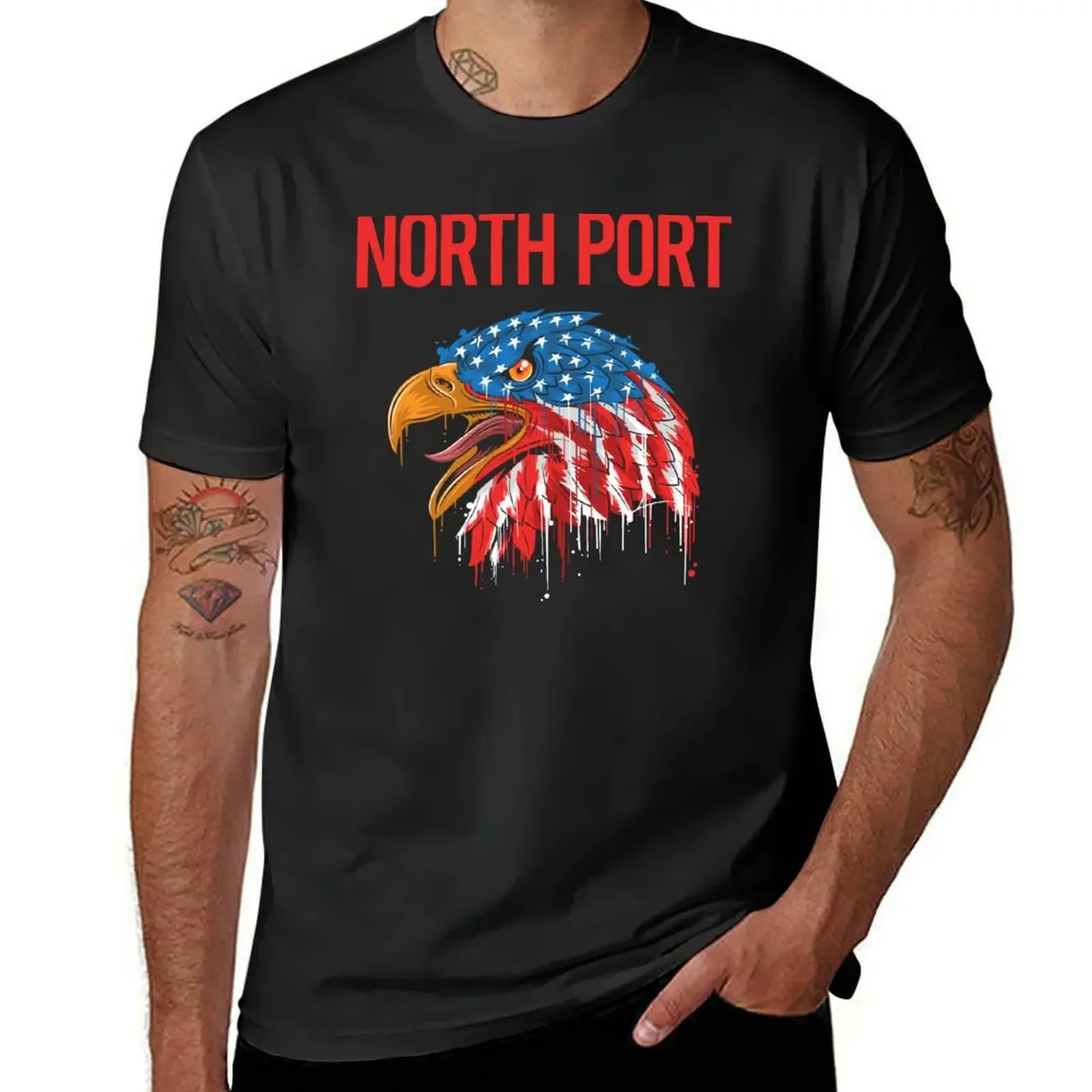 

USA Eagle North Port T-Shirt rapper graphic tees Funny t-shirt graphic t shirt vintage anime t shirts mens white t shirts