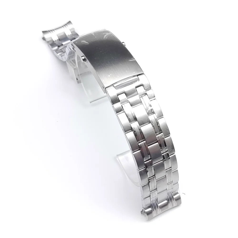 حزام ساعة رجالي من الفولاذ المقاوم للصدأ الصلب مقاس 20 مم، ومشبك قابل للطي، وقطع غيار حزام الساعة