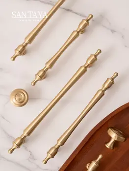 Úchytky kuchyňských skříněk Santaya z masivní kartáčované mosazi do ložnice a kuchyně, zlaté, pro zásuvky, úchytky na šatní skříň a komody 10 nejlepší prodej úchytky a knoflíky zásuvek v kartáčované zlaté barvě - №1