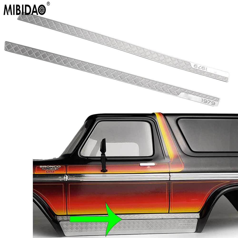 MIBIDAO 1 Pair Steel Side Anti-Scratch Skid Plate/Decorative Sheet/Antiskid Plate Protective Board For 1/10 TRX4 RC Car Parts