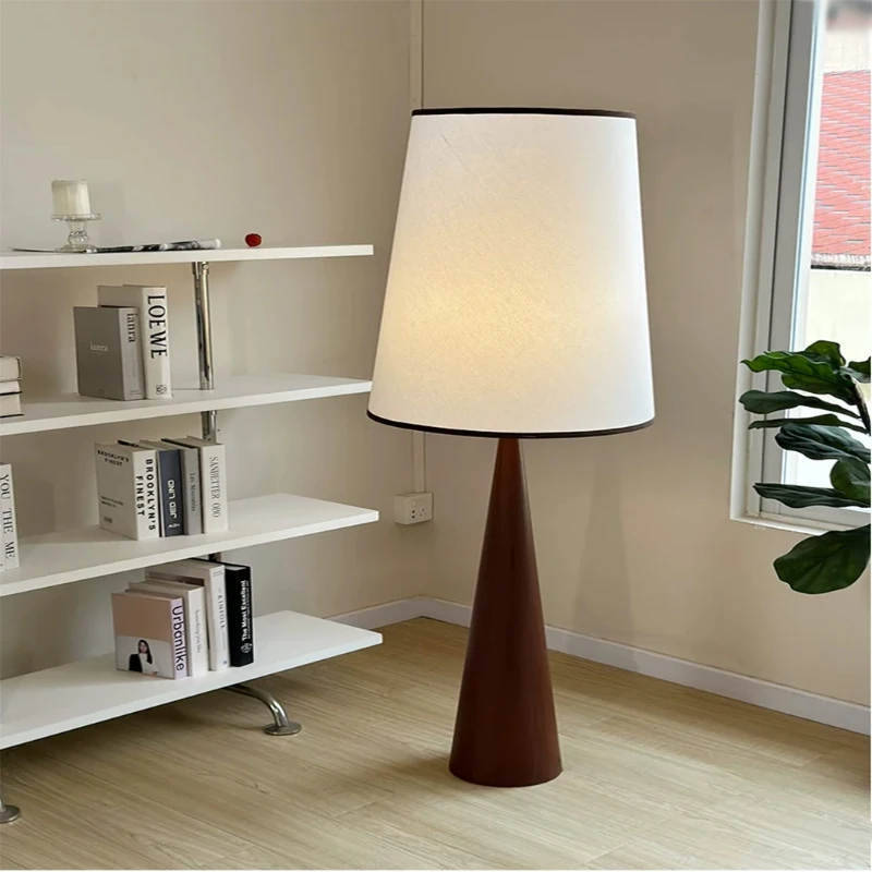 Imagem -05 - Nordic Minimalista Led Standing Light Lâmpada de Assoalho de Madeira Wabi e Sabi Sofá e Decoração de Canto Luz de Cabeceira Quarto e Sala de Estar Tecido de Sombra