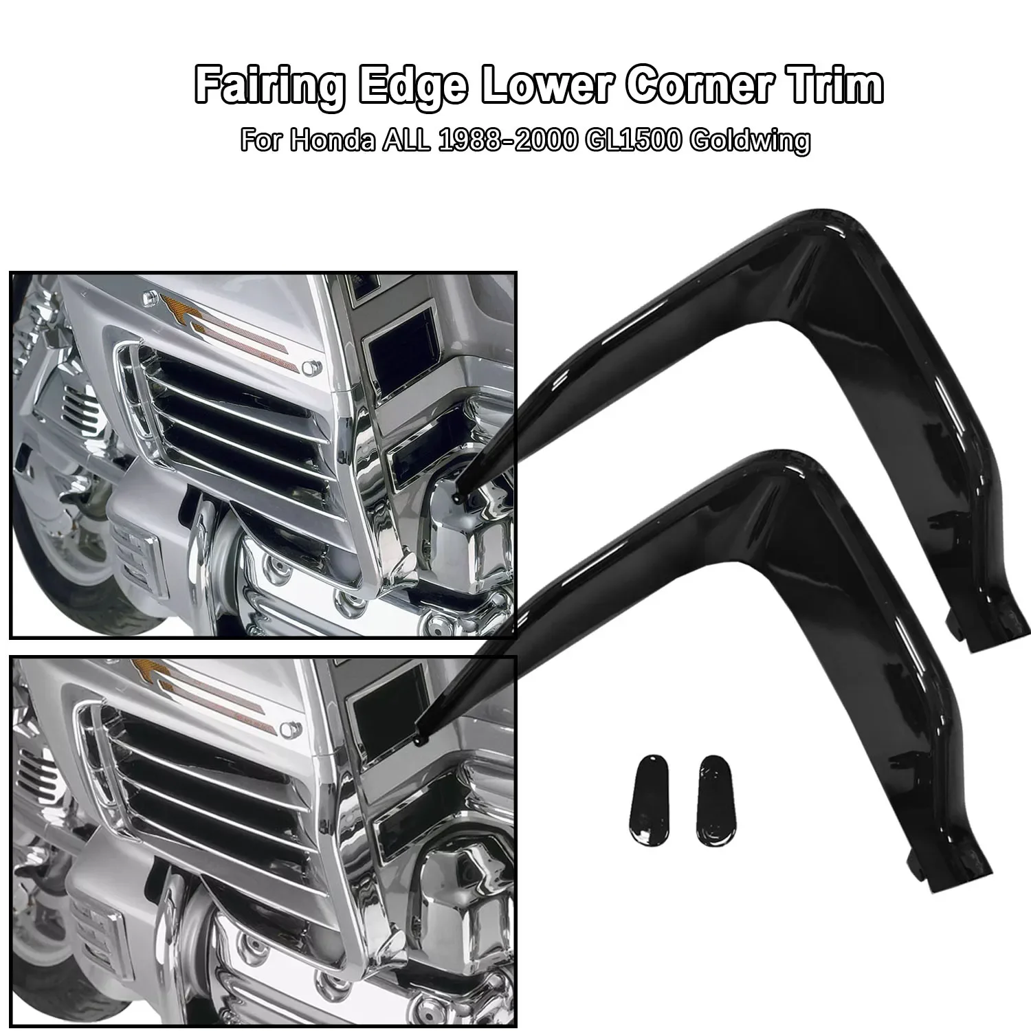 Gloss Black Left & Right Fairing Edge Lower Corner Trim For Honda Goldwing 1988-2000 GL1500SE GL1500I GL1500A Aspencade
