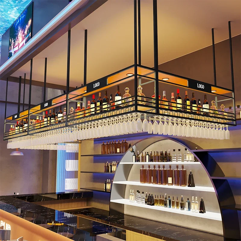 

Hanging Salon Display Wine Cabinets Bar Liquor Corner Inverted Bottle Wine Rack Buffet Restaurant Adega Barzinho Display Cabinet