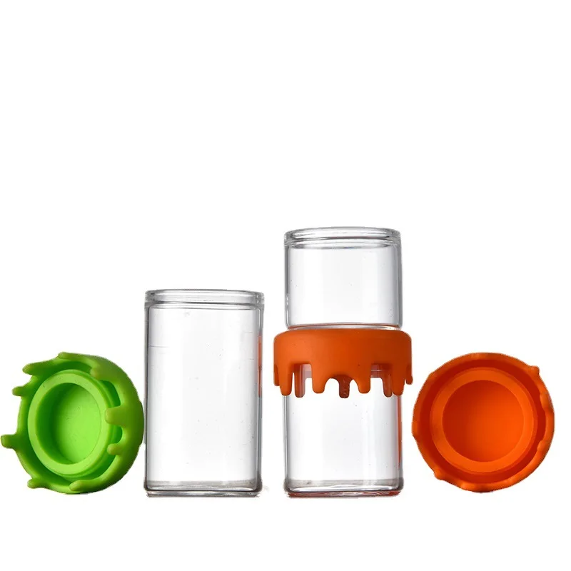 2pcs/lot Glass Jars With Silicone Lid Cover Case Jar Bottle Wax Container Kitchen Storage Box Tobacco Herb Smoking Accessories