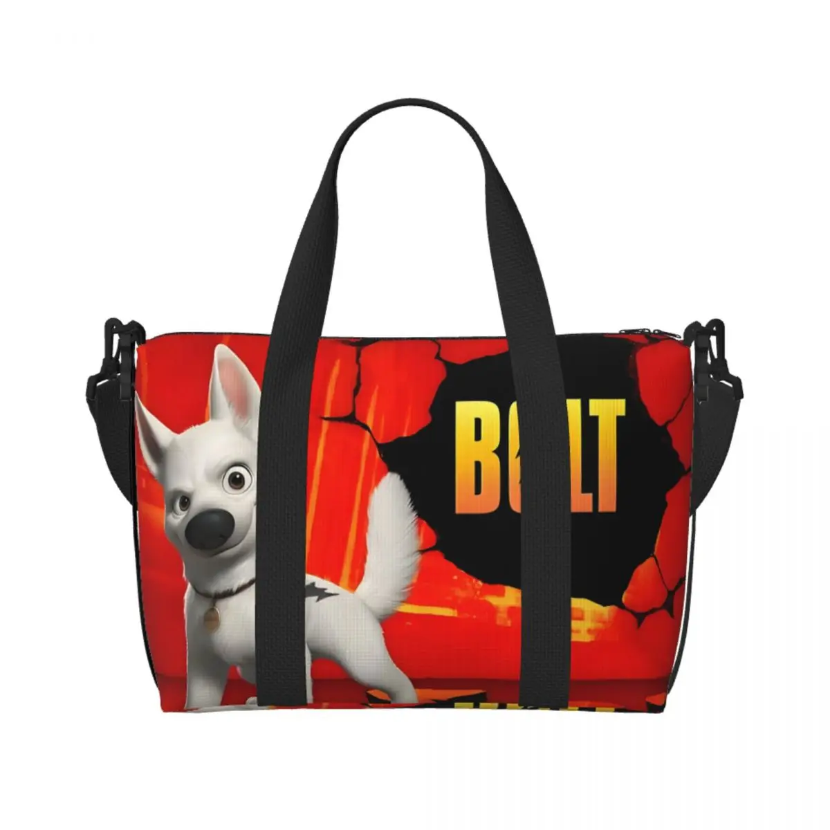 

Custom Dog Bolt Anime Grocery Tote Shopping Bags Women Big Capacity Kawaii Cartoon Beach Gym Travel Bags