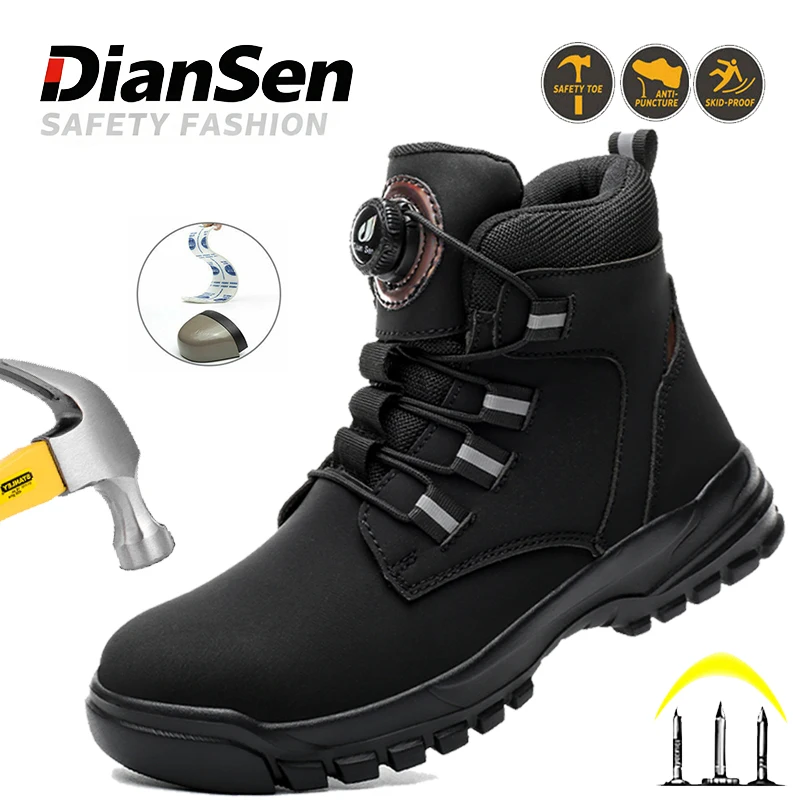 

Рабочая обувь и ботинки. Противоударная высокая защитная обувь. Мужские походные ботинки. Промышленная обувь с поворотной кнопкой. Неразрушимая обувь.