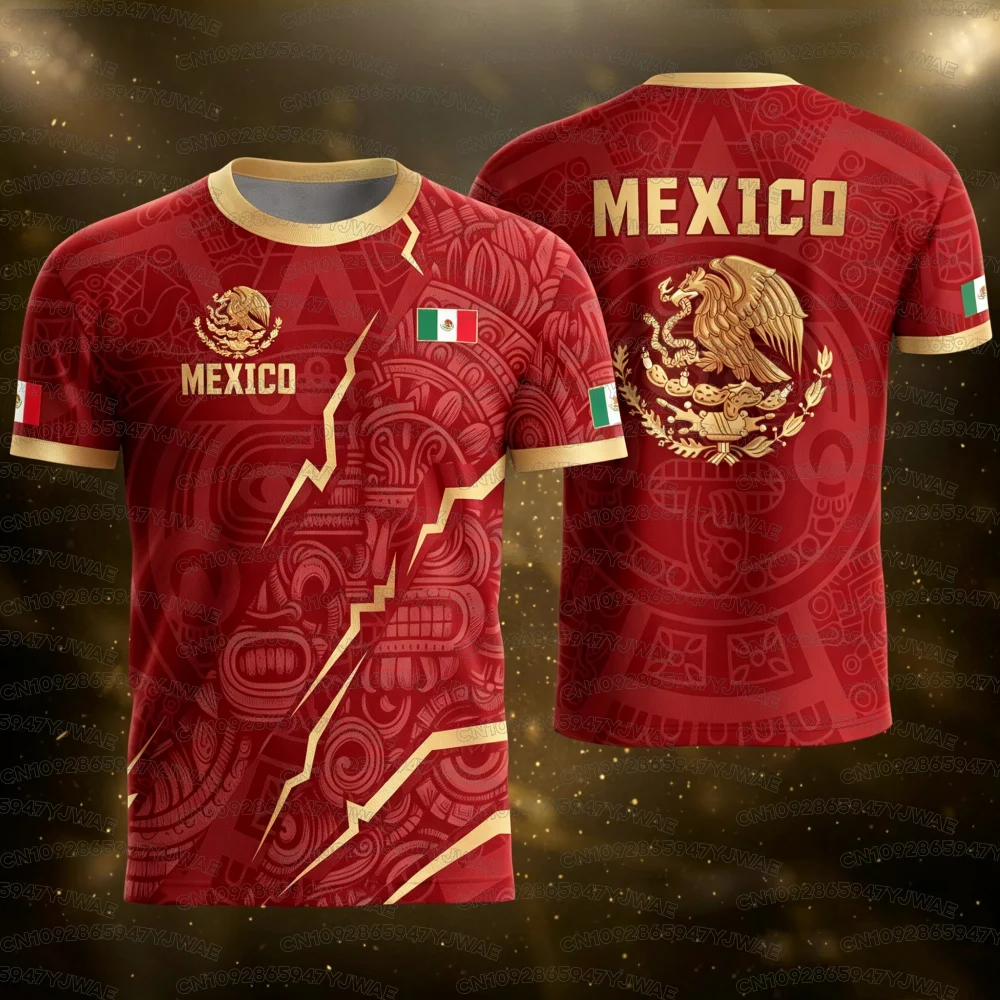 2026 Men's Women's Short Sleeve Mexico National Flag Print  T-shirt 3D Print Tees Outdoor Soccer Jersey Sports Casual Tops