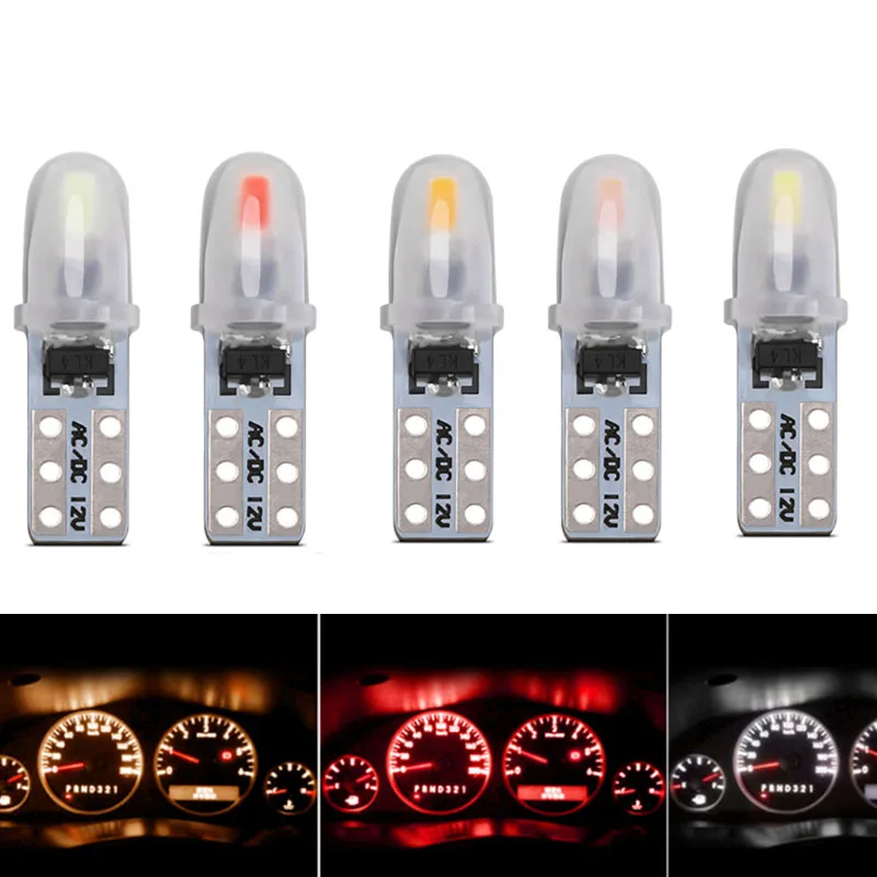 

10X T5 W1.2W W3W COB 3014 Led 2SMD Universal Car LED Interior Dashboard Gauge Instrument Light 12V Crystal Blue For Toyota Yaris