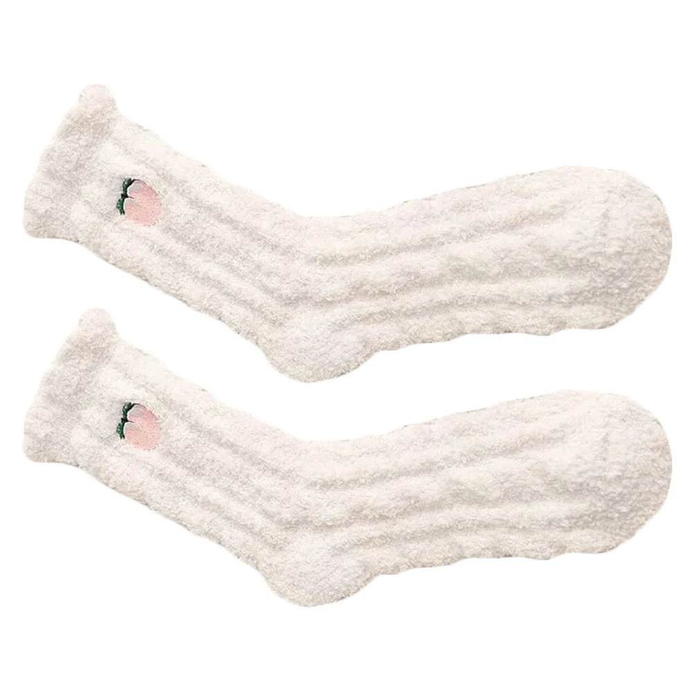 Coral Fleece Socks Sleep Fruit Pattern Stocking Stuffers' Floor Fluffy Towel Winter 's Slippers for Kids