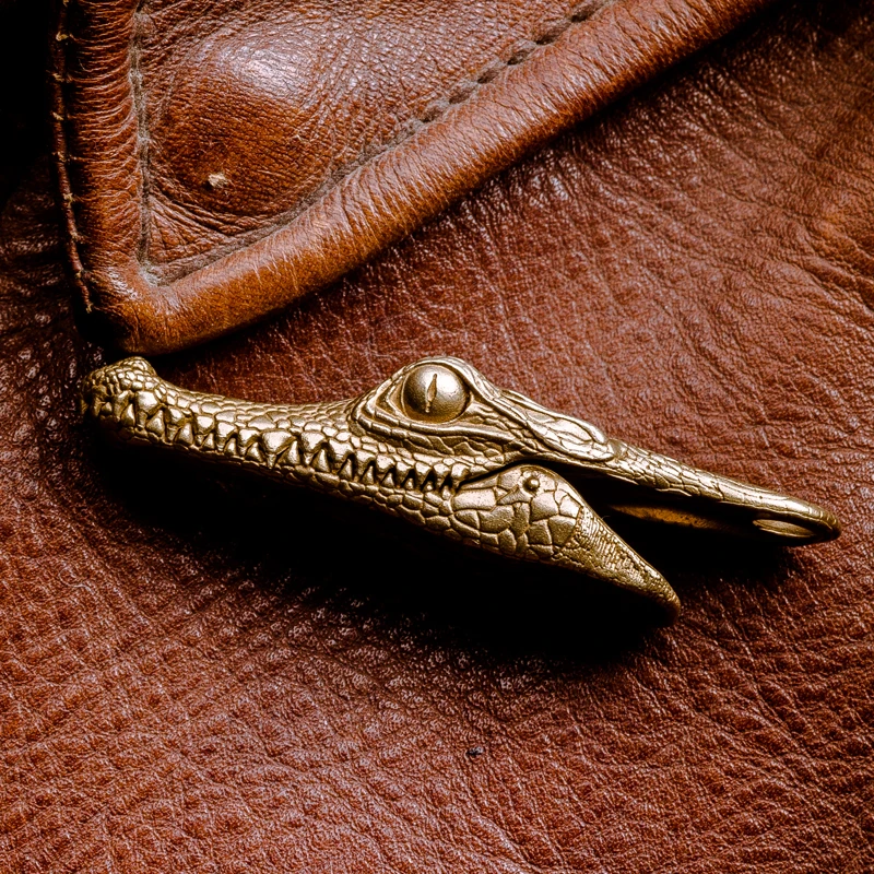 Outdoor Portable EDC Original Brass Crocodile Clamps Keychai Tools Animal Key Pendant Accessories Personality Creative Gift