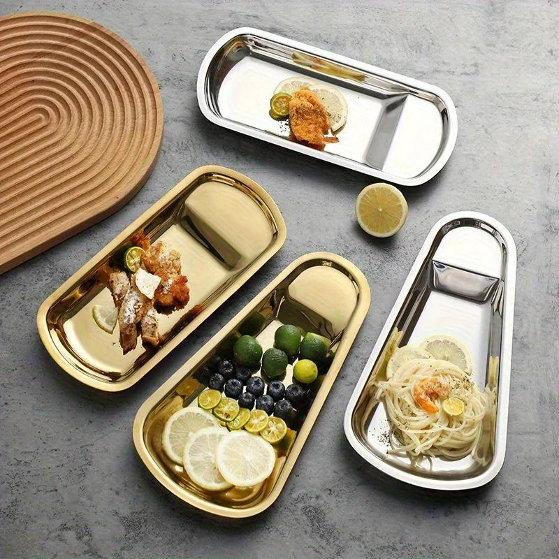 

1pc Stainless Steel Fan-shaped Tray Extra Thick Spoon Holder Food Clip Holder Buffet Clip Holder Tableware Rack