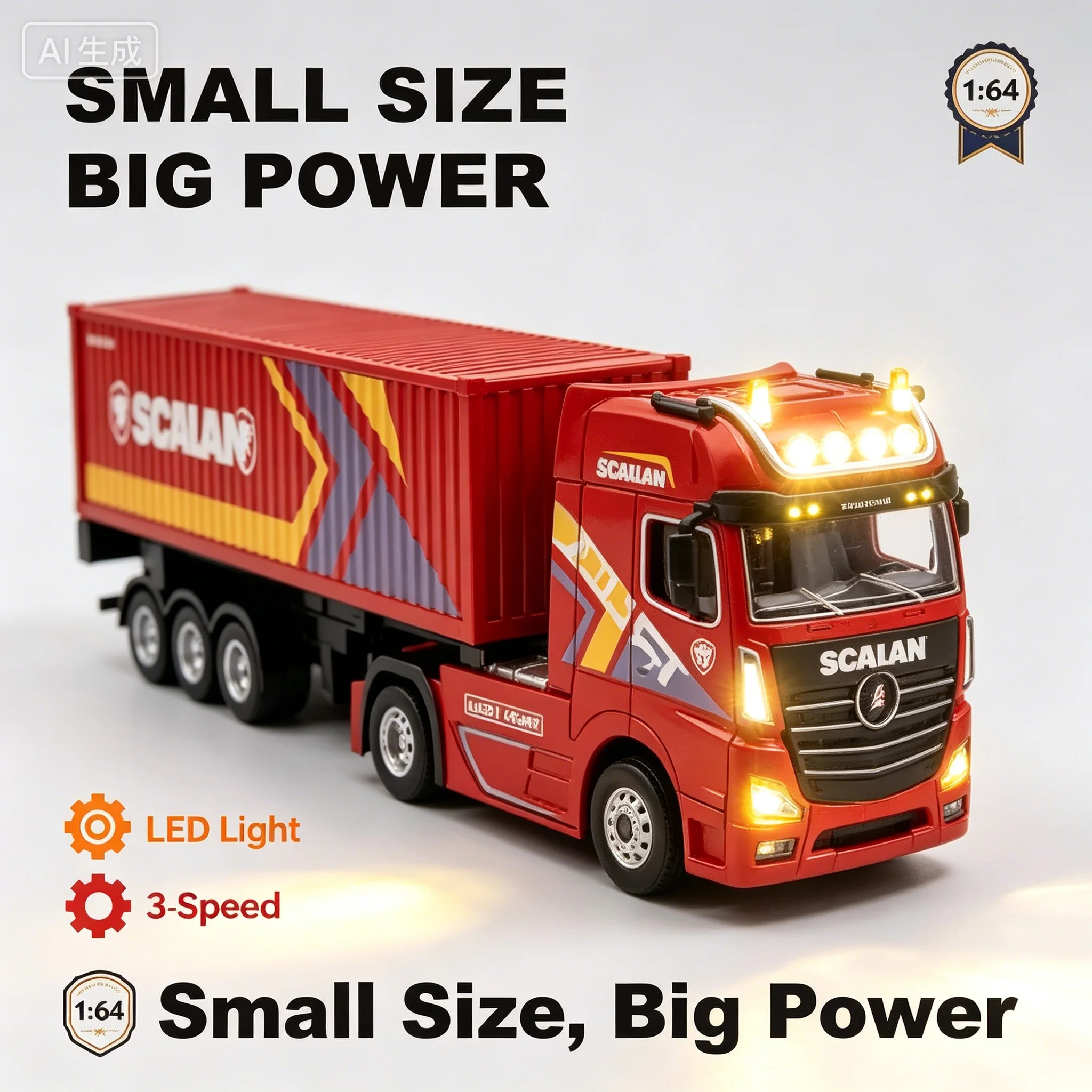 

Радиоуправляемый грузовик-контейнеровоз Wltoys 6408 в масштабе 1:64 – игрушка на пульте управления 2,4 ГГц со светодиодной подсветкой, 3-скоростной трансмиссией, подарок для мальчиков