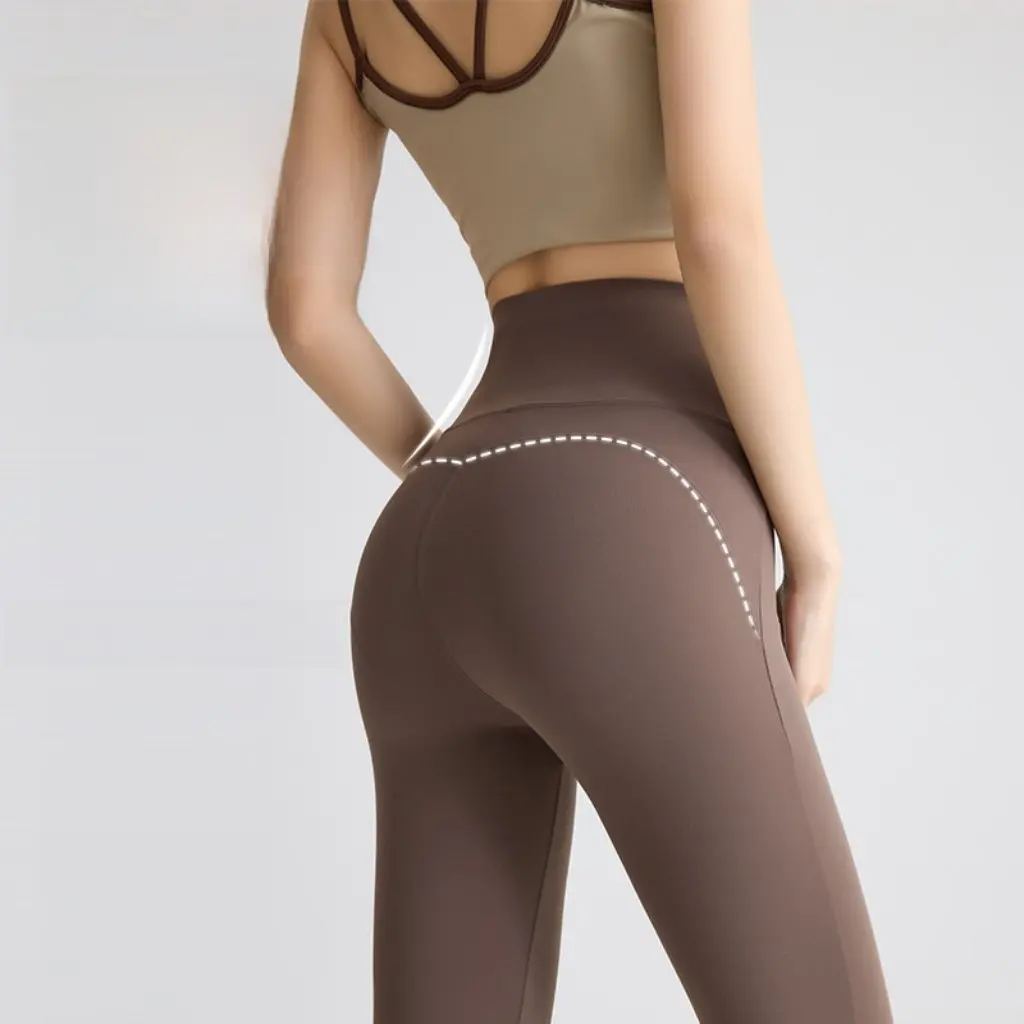 여성용 하이웨이스트 마이크로 요가 팬츠 여름 슬림핏 벨 팬츠 화이트 타이트 슬리밍 의상 말굽 디자인 바텀