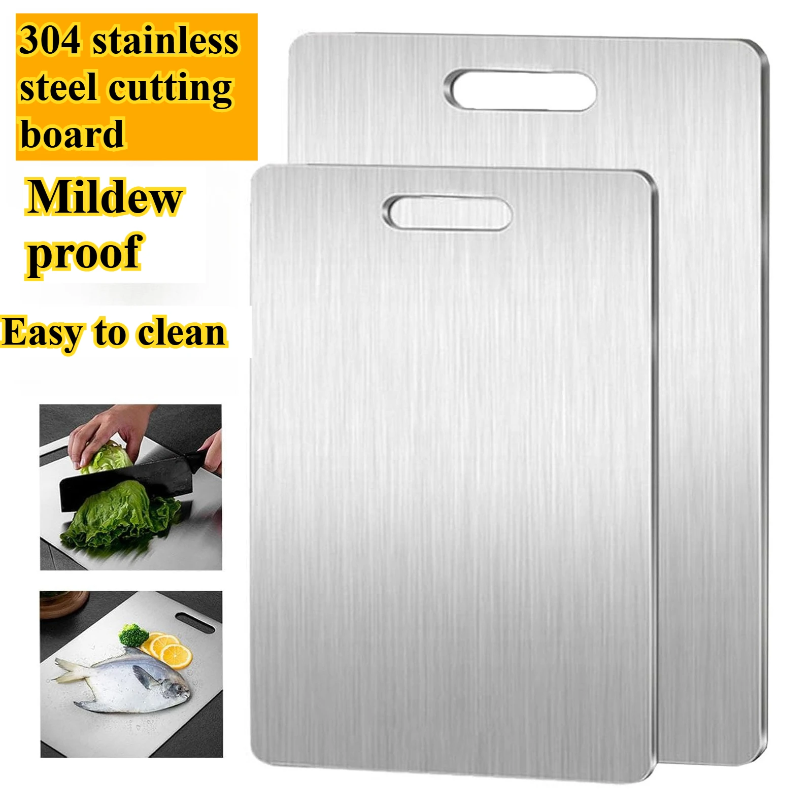 

Разделочная доска из нержавеющей стали 304, нескользящая утолщенная большая разделочная доска, антибактериальная кухонная разделочная доска с защитой от плесени