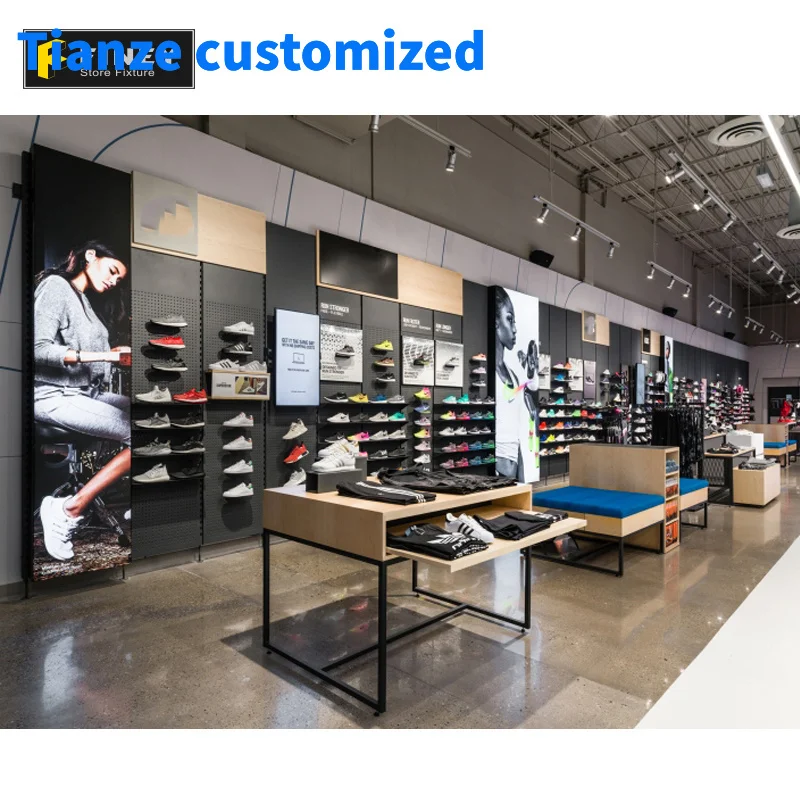 （customized）High-Grade Sports Shoes Showcase Designs Factory Price Modern Shoes Shop Interior Display Stand Sale