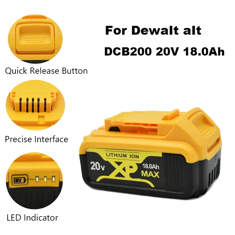 2023 Powtree 6000mAh 18V/20V for Dewalt Power Tool Battery for DCB180 DCB181 DCB182 DCB201 DCB201-2 DCB200 DCB200-2 DCB204-2