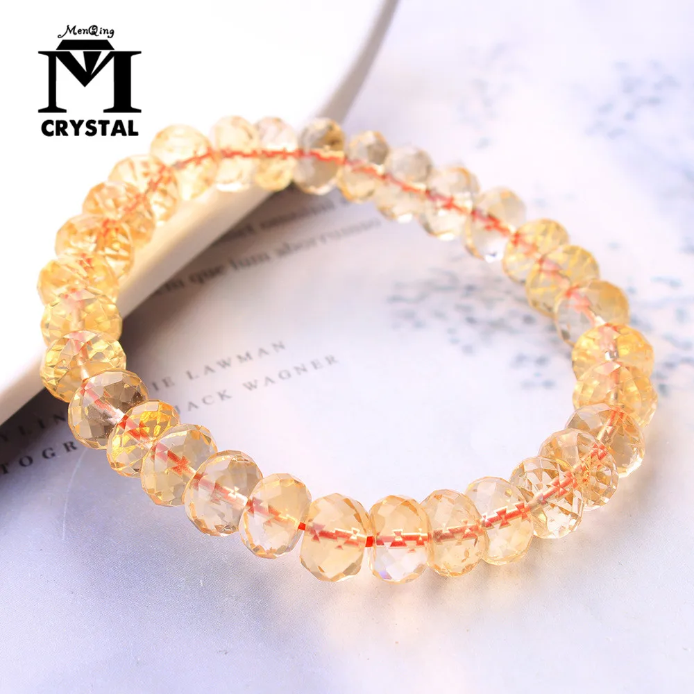 

Natural Citrine Quartz Crystal Chain Bracelet From Brazil Healing Yellow Stone Diamond Cutting Quartz Bangle Crystal Jewelry