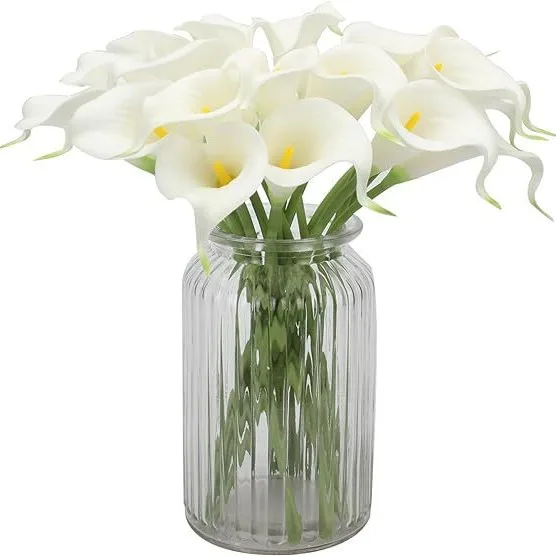 

White Calla Lily 10Pcs Artificial Flowers Bouquet for Wedding Bride Shower Blessing Gift Home Decoration Faux Calla Lily Flower