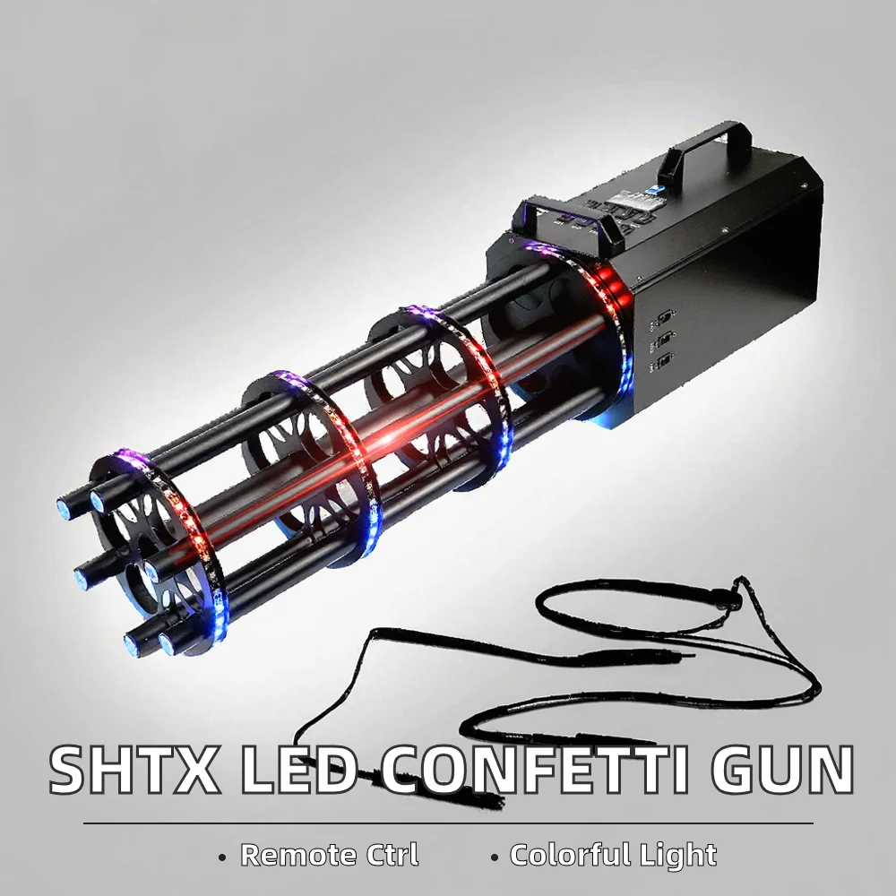 LED Gatling electronic confetti cannon 6 barrels charging wedding props electric