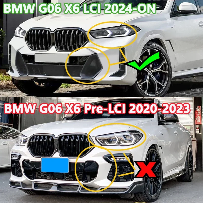 For BMW X6 G06 LCI 2024-UP Front Bumper Racing Grill Single Line Glossy Black Kidney Grilles Car Accessories